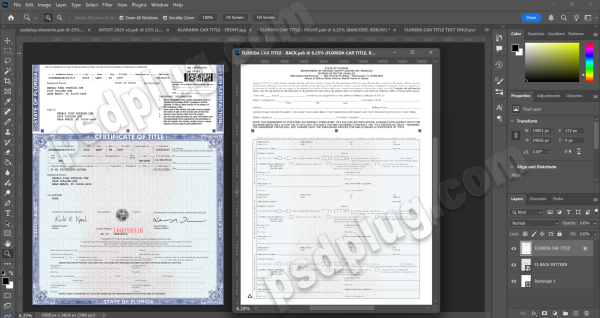 Florida (FL) Car Title Editable Psd Template HQ