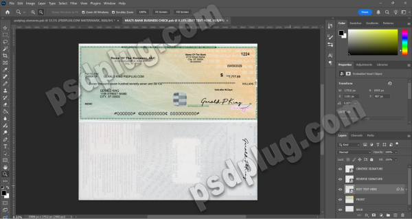 All Banks Business Check Editable Psd Template Front & Back