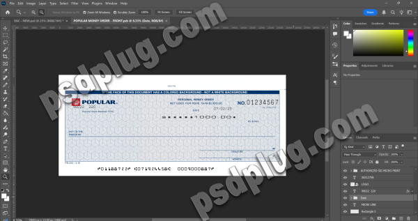 Popular Money Order Editable Psd Template Front & Yellow Receipt